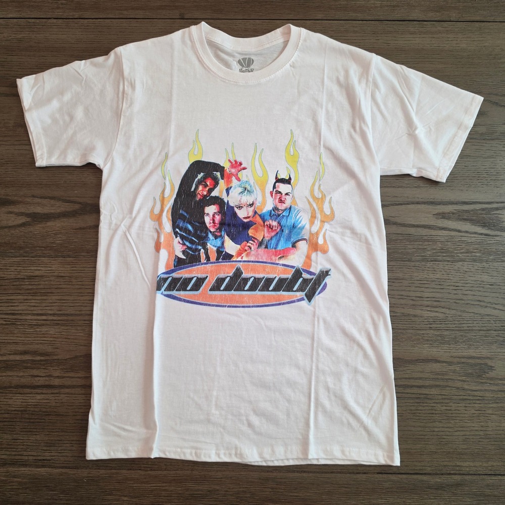 No Doubt Flames Band Graphic T-Shirt Unisex White XL Licensed NWT FACTORY PKG